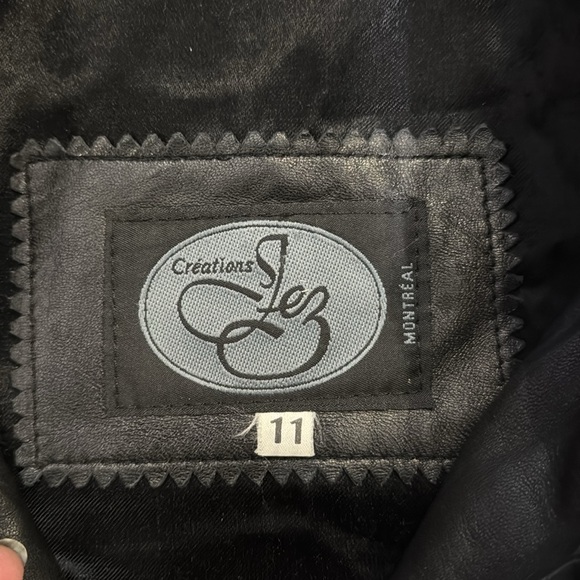 Creations Jez Black Leather Jacket with Shearling Collar & Cuffs - Picture 5 of 10